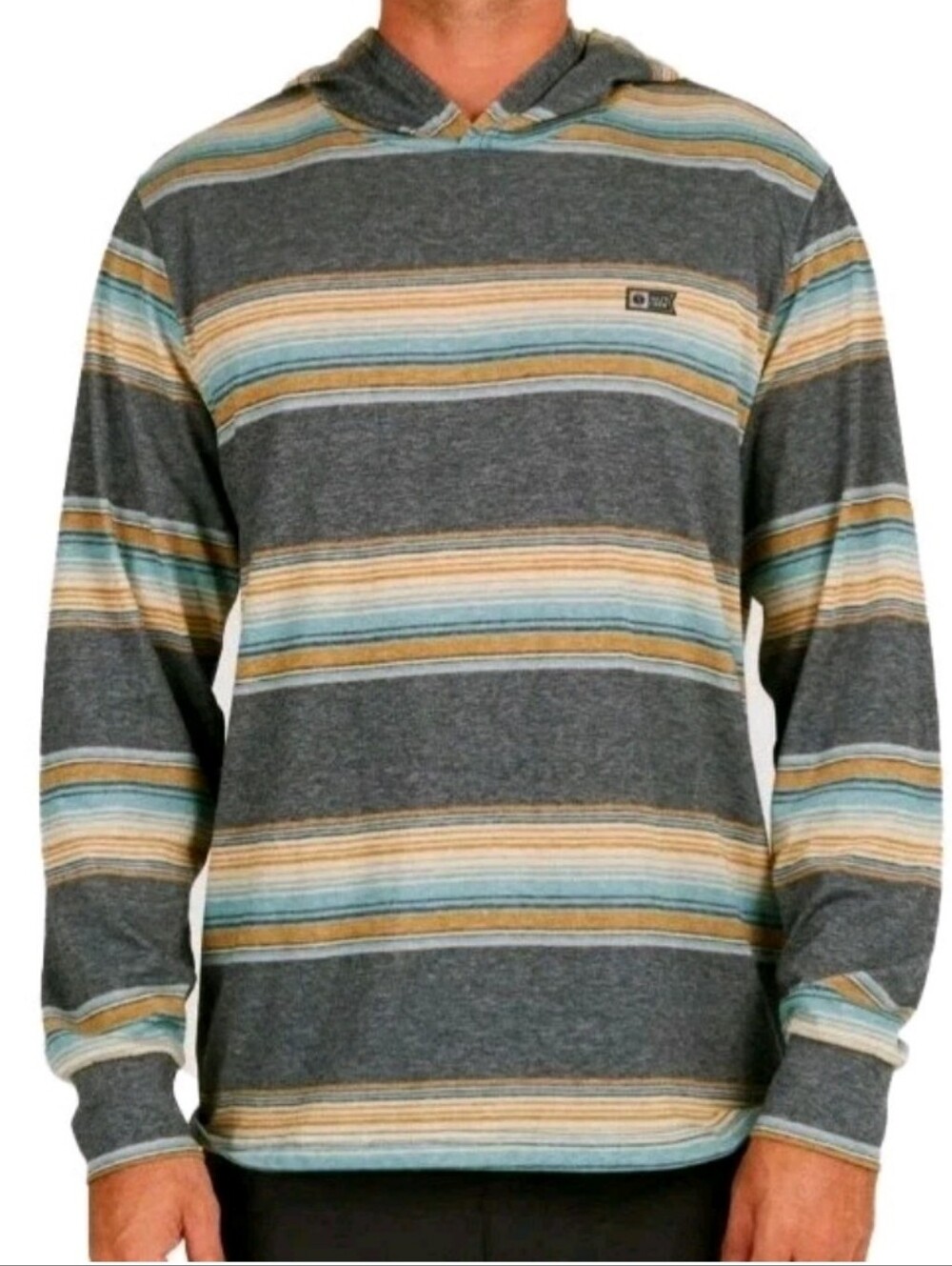 Salty Crew Outskirts UV Hoodie Mens Gray XL Striped UPF 40+ Lightweight Surf